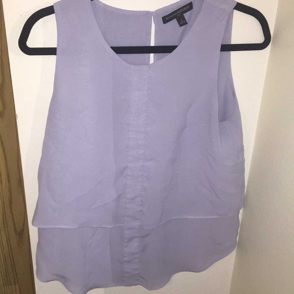 Sleeveless purple Banana Republic tiered blouse
